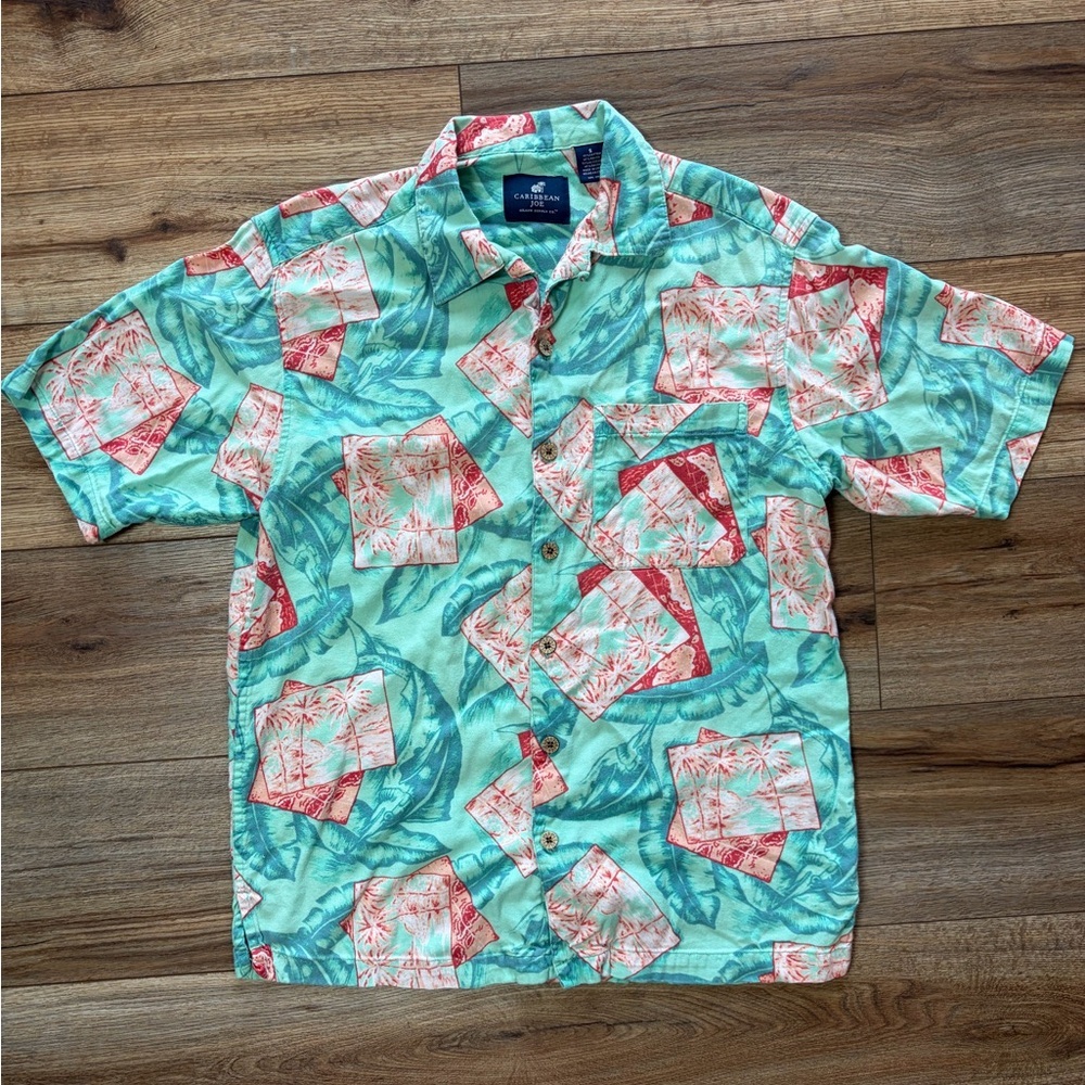 Caribbean Joe Hawaiian Aloha Tropical Coastal short-sleeve button-down shirt